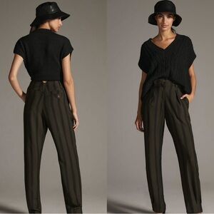 Anthropologie Green/Black Pleated Fairfax Pants – US 6